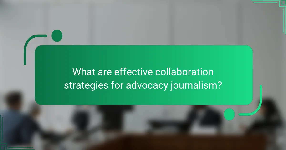What are effective collaboration strategies for advocacy journalism?