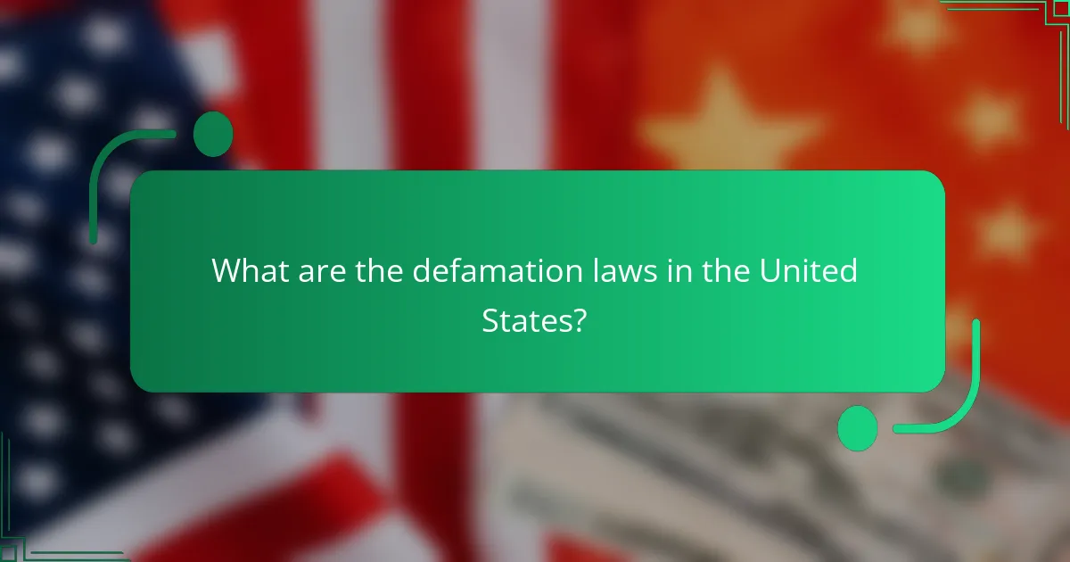 What are the defamation laws in the United States?